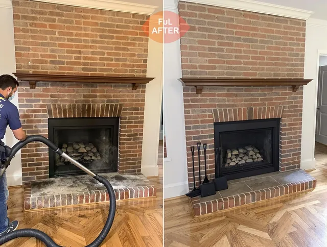 Old Saybrook Chimney Sweep carefully sanitizing a fireplace in Old Saybrook, CT