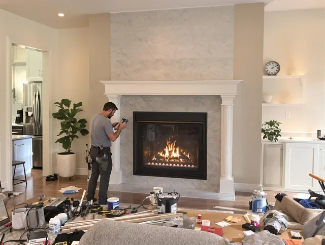 Newly installed fireplace by Old Saybrook Chimney Sweep in Old Saybrook, CT
